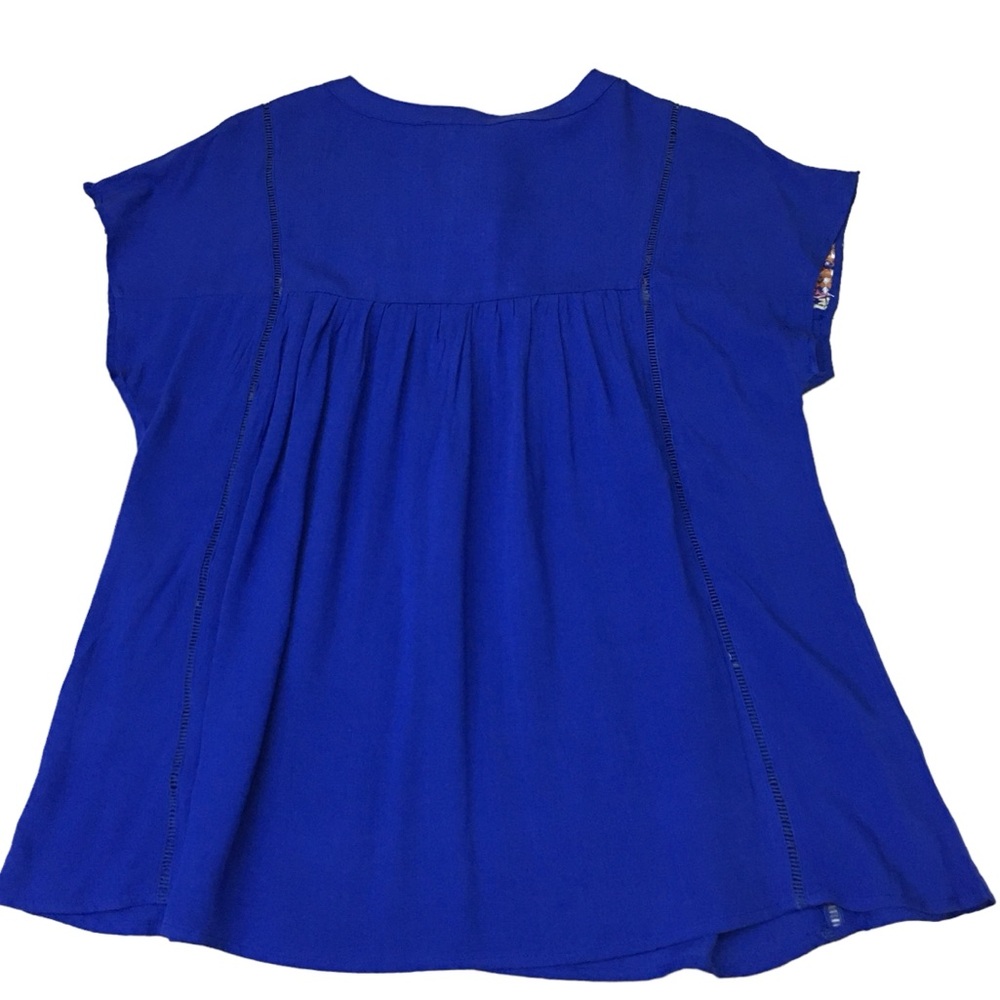 JODIFL Blue Embroidered Multicolor Lightweight Rayon Oversize Top Women’s Small - Picture 9 of 11